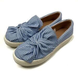 A New Day Mellie Slip On Shoe Blue White Pinstripe Twist Nautical Womens 8.5